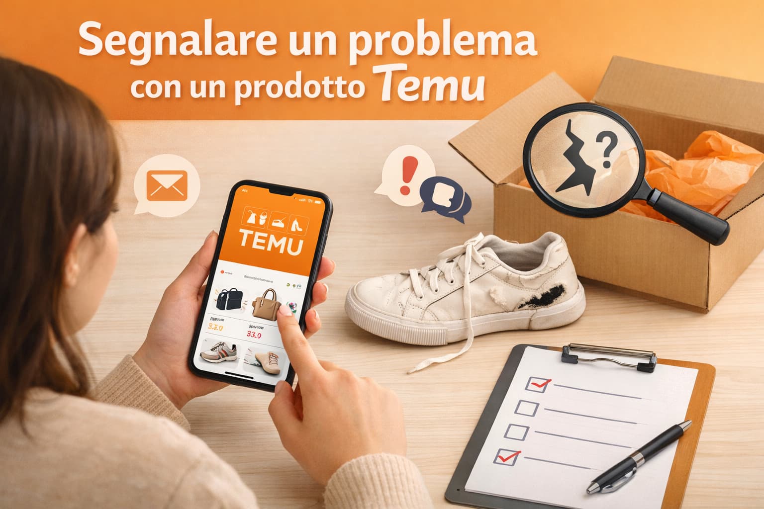 Come segnalare un problema con un prodotto Temu
